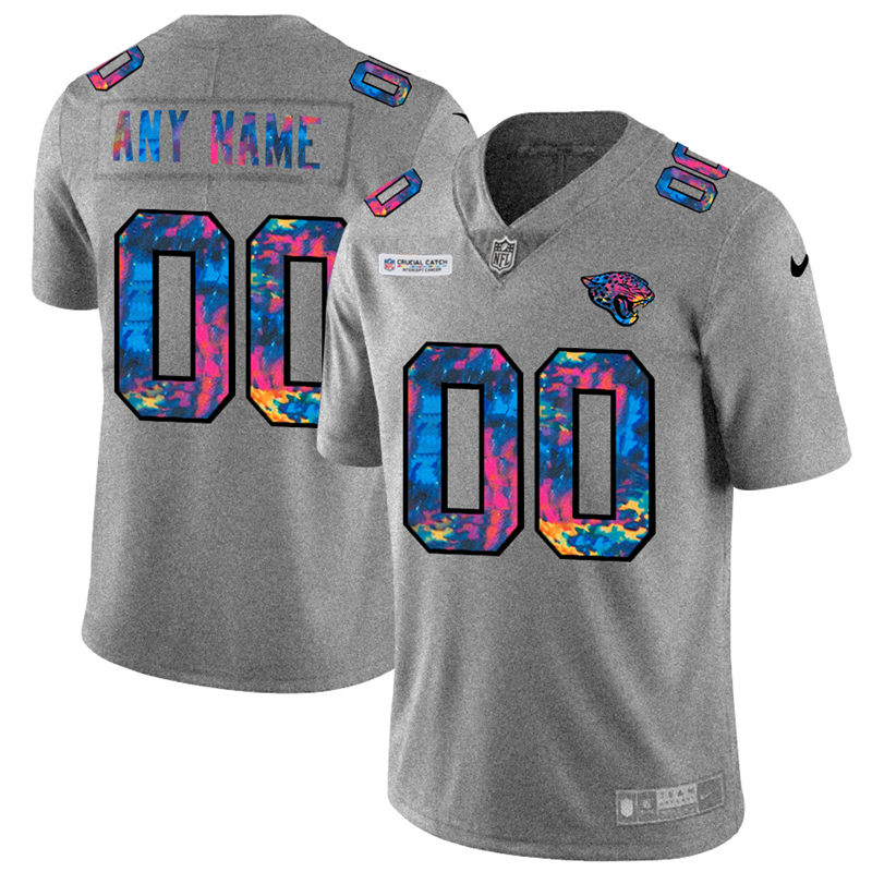 Men's Jacksonville Jaguars 2020 Customize Grey Crucial Catch Limited Stitched Jersey